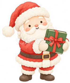 絵本を贈るサンタ｜クリスマスの無料イラスト素材 112493