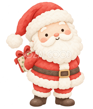 贈り物を後ろに隠すサンタ｜クリスマスの無料イラスト素材 112497