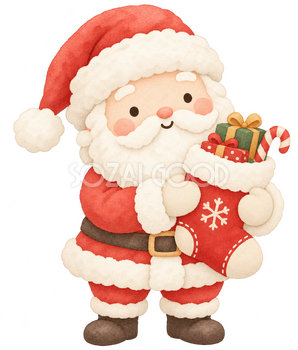 靴下を差し出すサンタ｜クリスマスの無料イラスト素材 112499