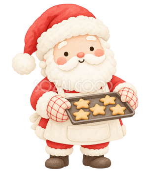 クッキーを焼くサンタ｜クリスマスの無料イラスト素材 112507
