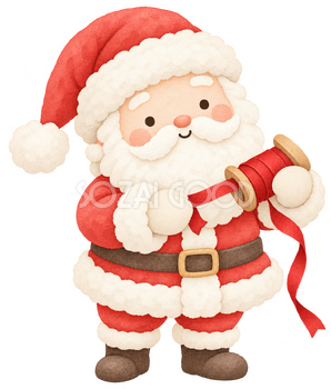 リボンを巻くサンタ｜クリスマスの無料イラスト素材 112520