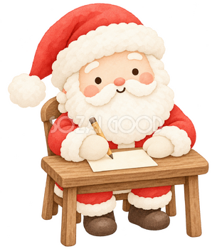 手作りカードを書くサンタ｜クリスマスの無料イラスト素材 112521