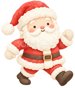 元気に歩くサンタ｜クリスマスの無料イラスト素材 112523