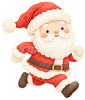小走りするサンタ｜クリスマスの無料イラスト素材 112524
