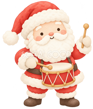 太鼓をたたくサンタ｜クリスマスの無料イラスト素材 112528