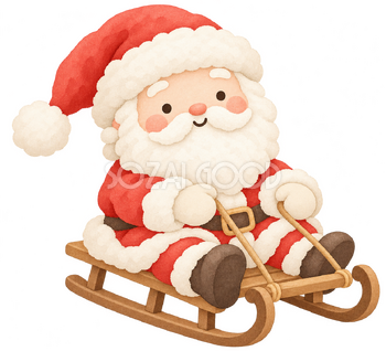 そりに座るサンタ｜クリスマスの無料イラスト素材 112531