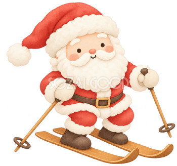 スキーをするサンタ｜クリスマスの無料イラスト素材 112532