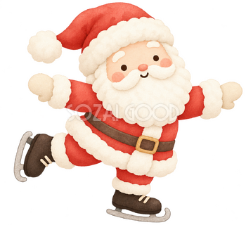 スケートをするサンタ｜クリスマスの無料イラスト素材 112533
