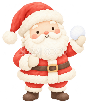 雪玉を持つサンタ｜クリスマスの無料イラスト素材 112535