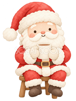 ココアを飲むサンタ｜クリスマスの無料イラスト素材 112538