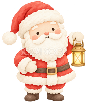 小さな灯りを持つサンタ｜クリスマスの無料イラスト素材 112541
