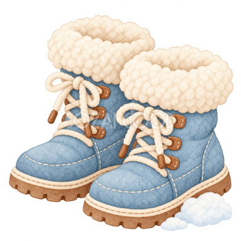 雪の長靴の挿絵｜冬のおたよりの無料イラスト素材 112546