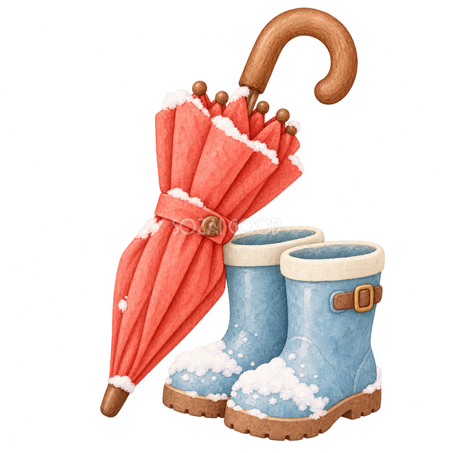 雪よけの傘の挿絵