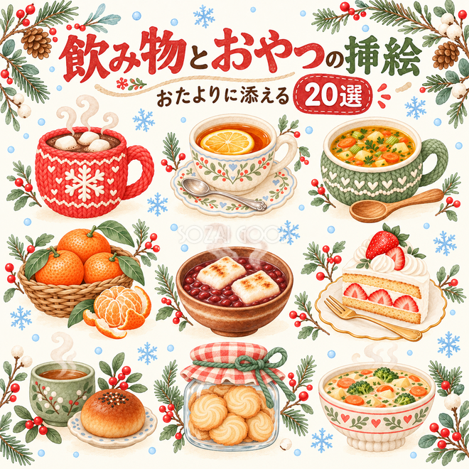 飲み物とおやつの挿絵20選 飲み物とおやつの挿絵20選