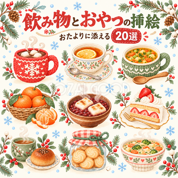 飲み物とおやつの挿絵20選