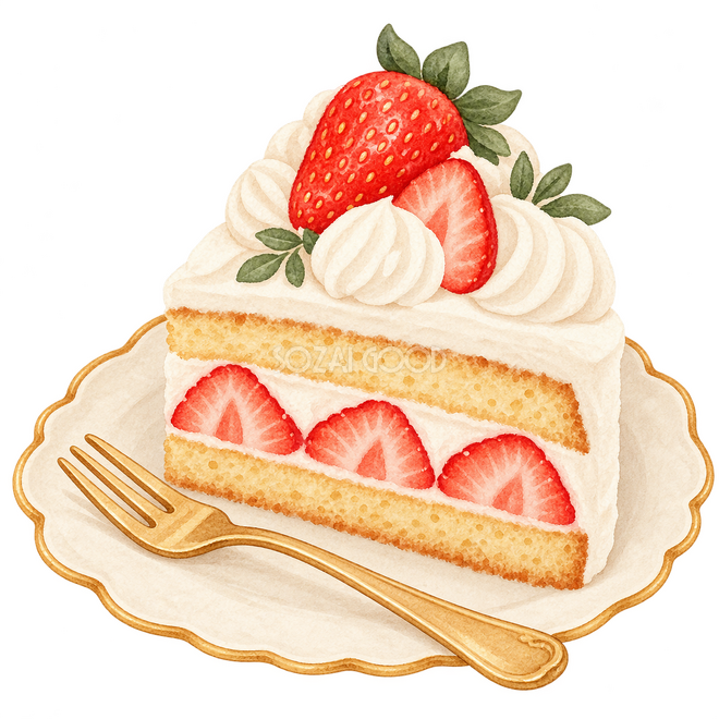 いちごのケーキの挿絵 いちごのケーキの挿絵