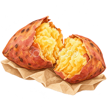 焼き芋の挿絵｜冬のおたよりの無料イラスト素材 112582