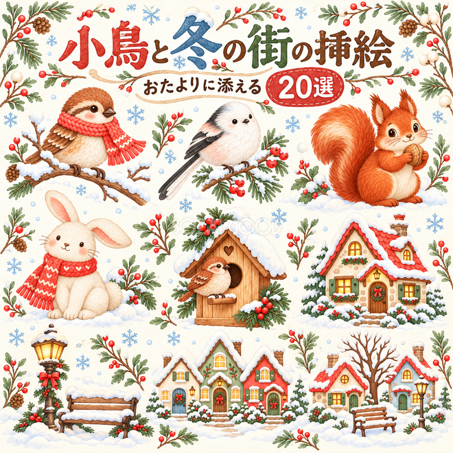 小鳥と冬の街の挿絵20選
