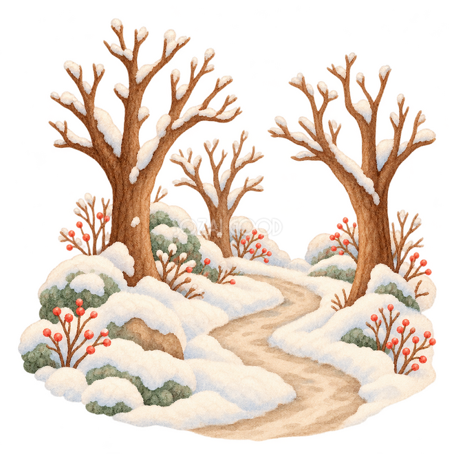 雪の並木道の挿絵