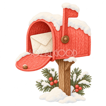 雪の郵便受けの挿絵｜冬のおたよりの無料イラスト素材 112599
