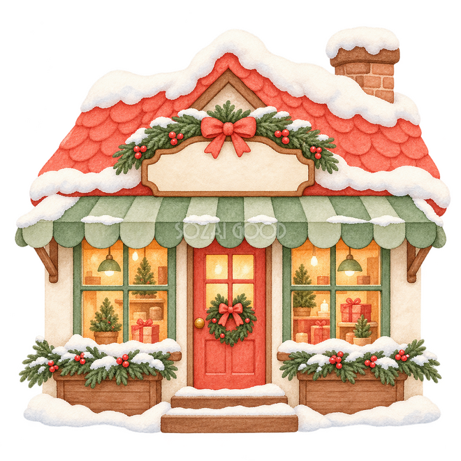 雪の小さな商店の挿絵
