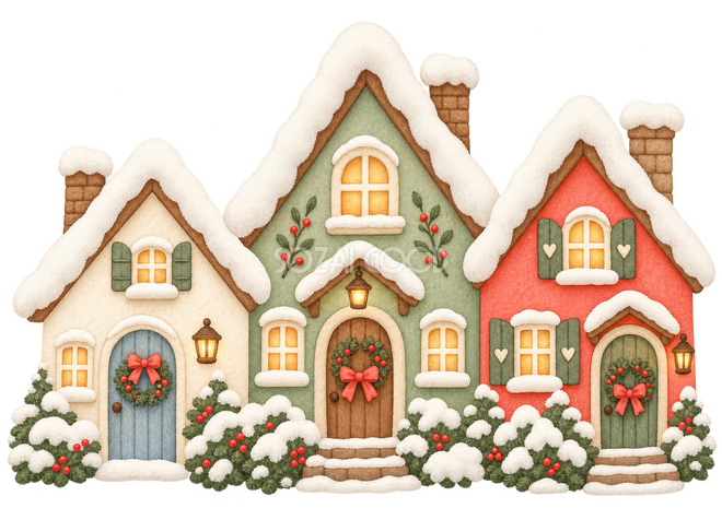 雪の家並みの挿絵 雪の家並みの挿絵