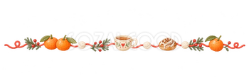 みかんとお茶の冬ライン｜冬のおたよりの無料イラスト素材 112610