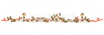 冬の街灯のライン｜冬のおたよりの無料イラスト素材 112636