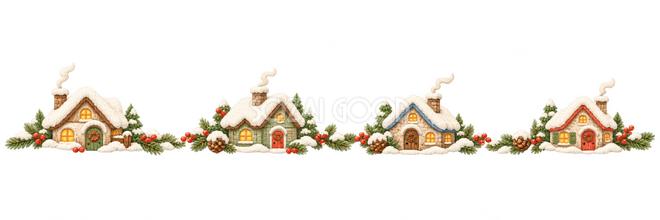 雪の屋根と煙突のライン
