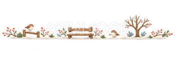 冬の散歩道のライン｜冬のおたよりの無料イラスト素材 112647