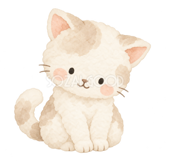 会釈してお礼する猫｜やさしい水彩の無料イラスト素材 112650
