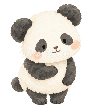 胸に手を添えてお礼するパンダ｜やさしい水彩の無料イラスト素材 112656