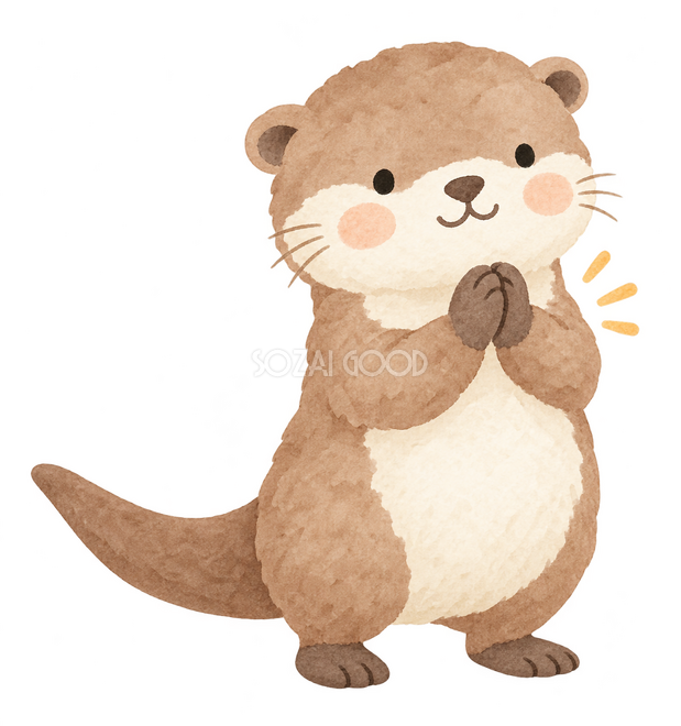拍手して感謝するカワウソ