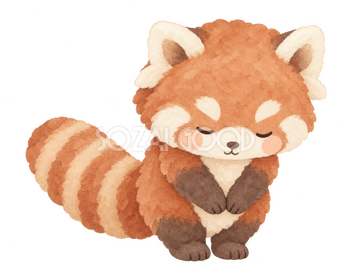 お辞儀してお礼するレッサーパンダ｜やさしい水彩の無料イラスト素材 112663