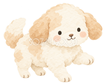右へ手を差し出す犬｜やさしい水彩の無料イラスト素材 112678