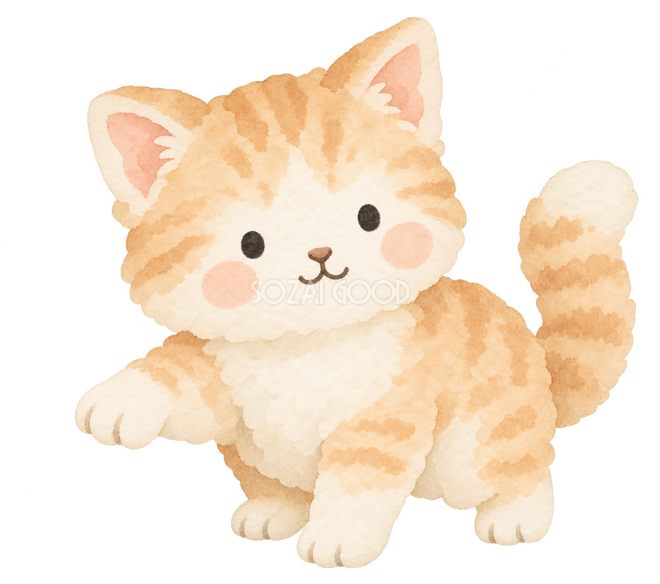 左へ手を差し出す猫