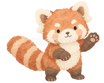 片手を上げて案内するレッサーパンダ｜やさしい水彩の無料イラスト素材 112684