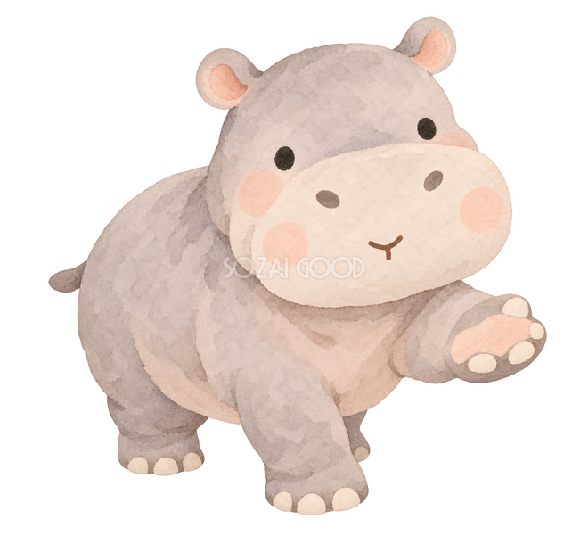 前へ招いて案内するカバ