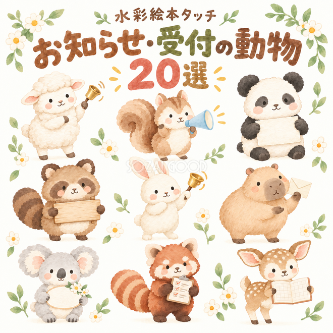 お知らせ・受付の動物20選