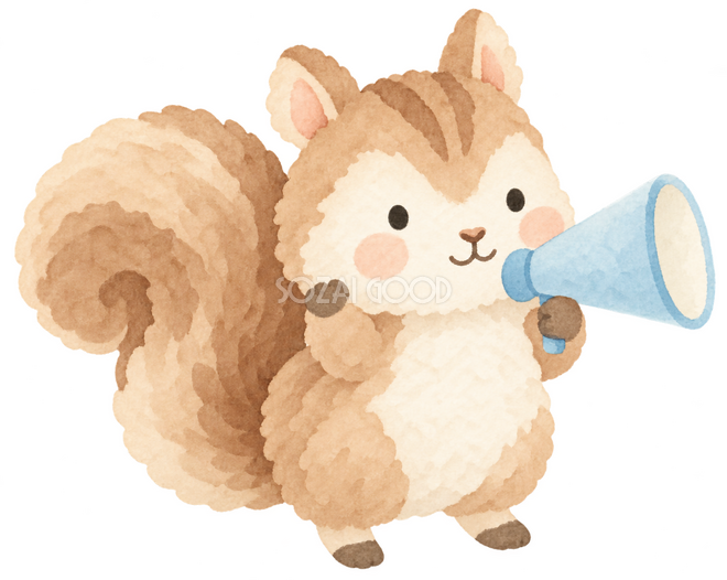 拡声器で知らせるりす