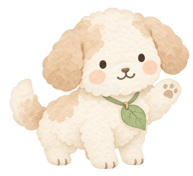名札を付けて迎える犬 名札を付けて迎える犬