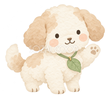 名札を付けて迎える犬｜やさしい水彩の無料イラスト素材 112697