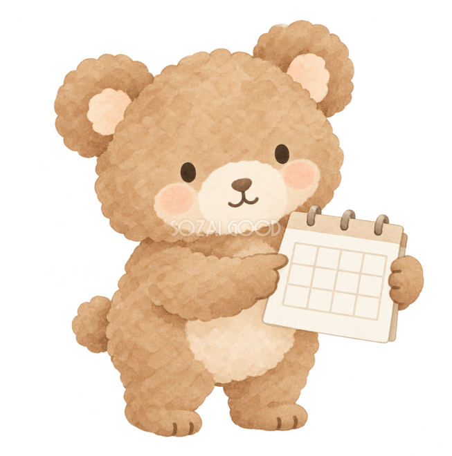 予定表を紹介するくま