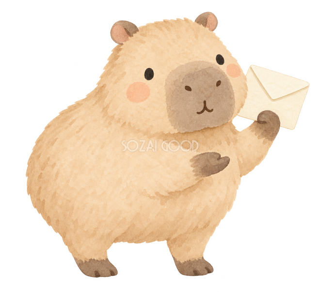 手紙を掲げて知らせるカピバラ 手紙を掲げて知らせるカピバラ