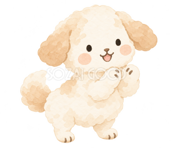 拍手して応援する犬｜やさしい水彩の無料イラスト素材 112716