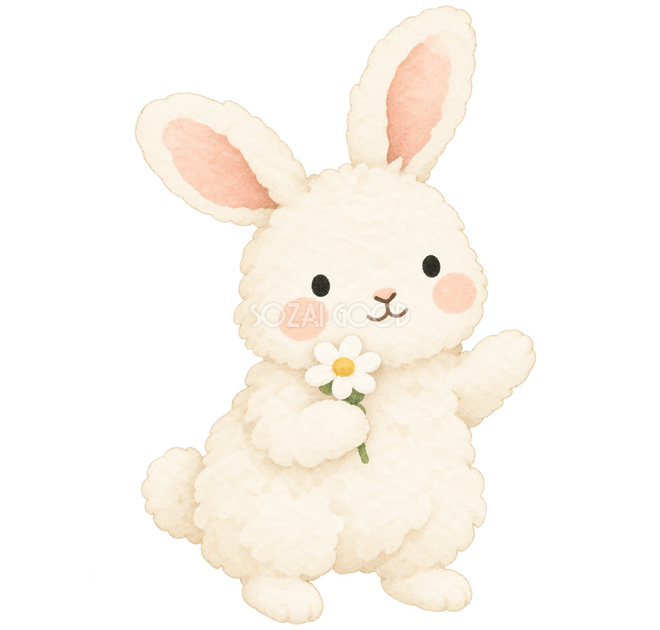 花を持って励ますうさぎ