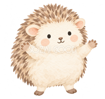両手を広げて迎えるハリネズミ｜やさしい水彩の無料イラスト素材 112734