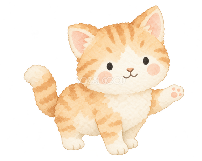 入口を案内して迎える猫