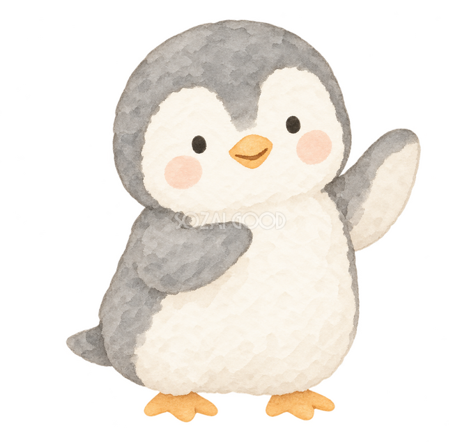 手を胸に添えて見送るペンギン 手を胸に添えて見送るペンギン
