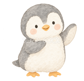 手を胸に添えて見送るペンギン｜やさしい水彩の無料イラスト素材 112750